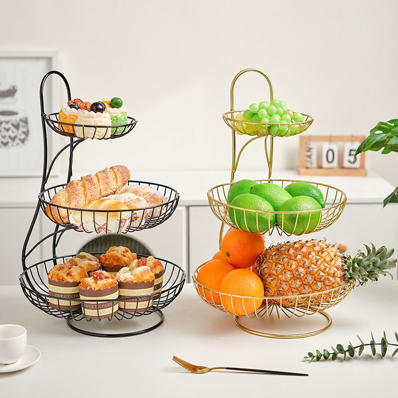 轻奢水果盘家用客厅茶几零食糖果三层水果篮创意多层收纳架子C89