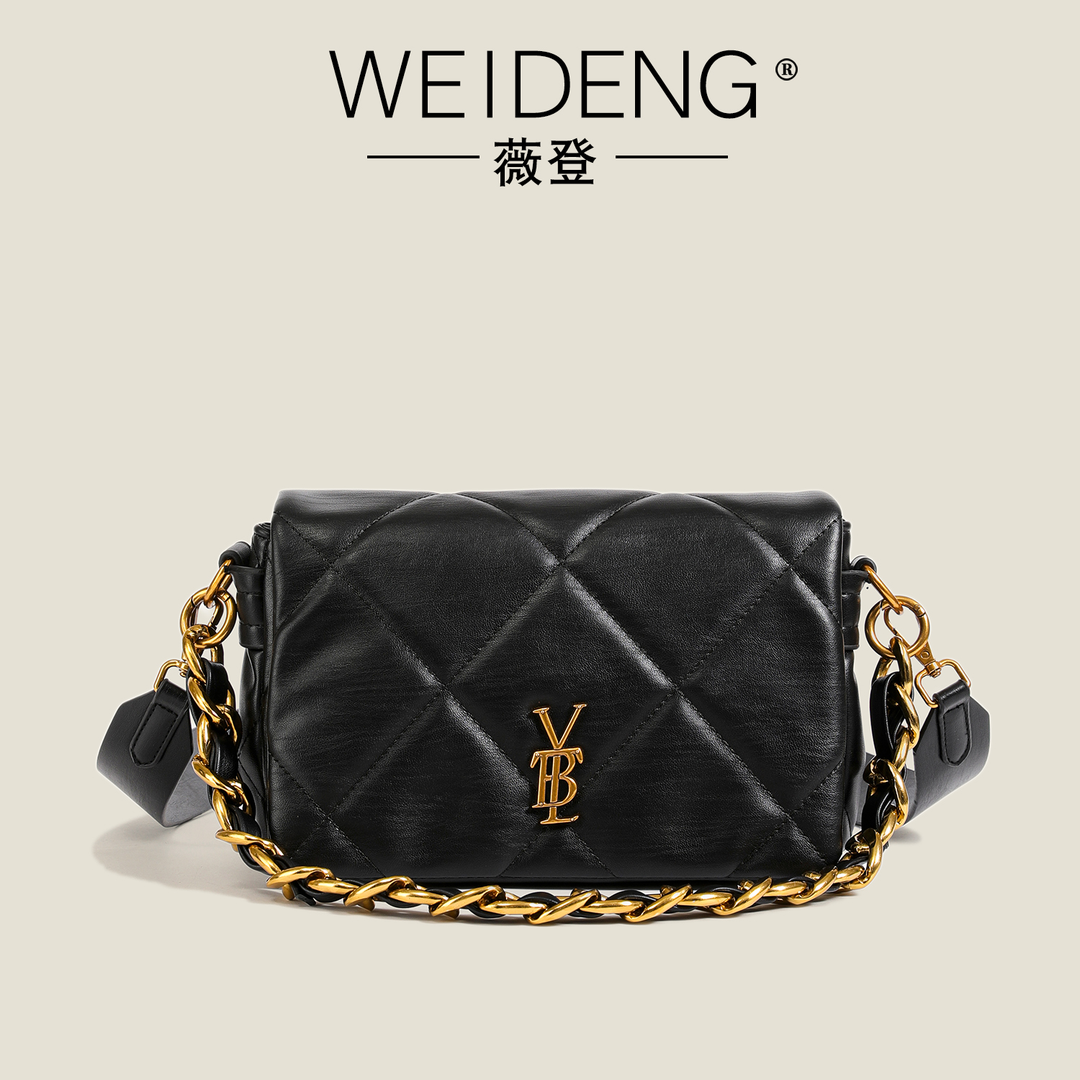 weideng/薇登小香风时尚百搭黑色链条包小众流浪包菱格包y5602