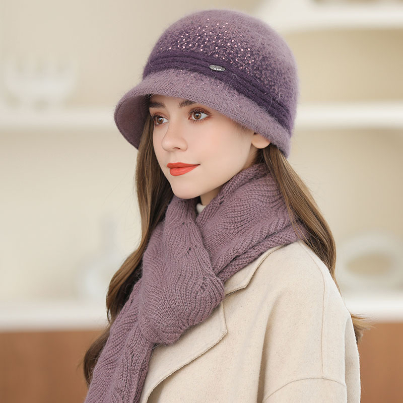 中老年毛线盆帽女秋冬加厚保暖老人帽子女奶奶针织妈妈渔夫帽加绒