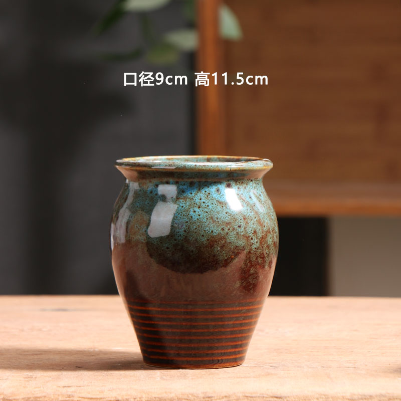 孔雀蓝色多肉花盆陶瓷简约家用陶土粗陶花盘小号陶盆清仓捡漏批发
