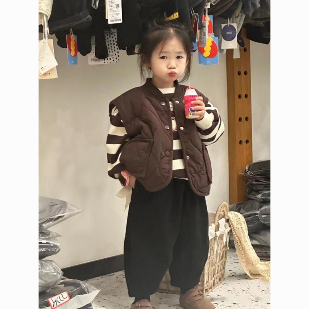 巴拉推荐儿童棉服马夹秋冬款男童女童韩版立领夹棉背心时髦洋气