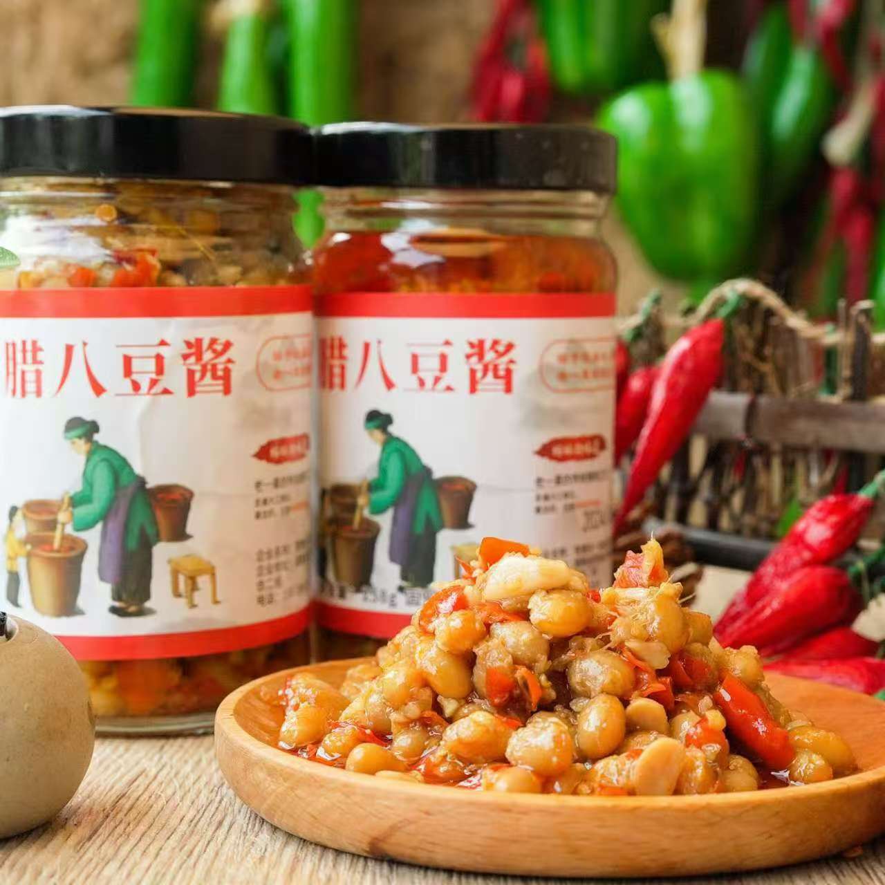 农家坛坛菜湖南常德特产炸辣椒腊八豆酱藠头拌饭拌粉下饭菜