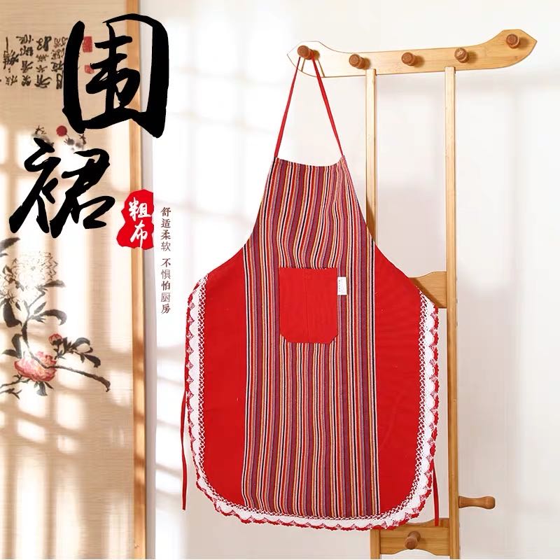 老粗布围裙民族风