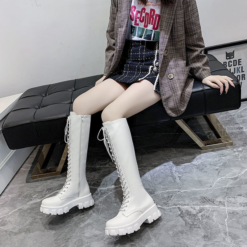 小个子长靴女年新款白色高筒靴子网红春秋单靴骑士皮2023爆款百搭