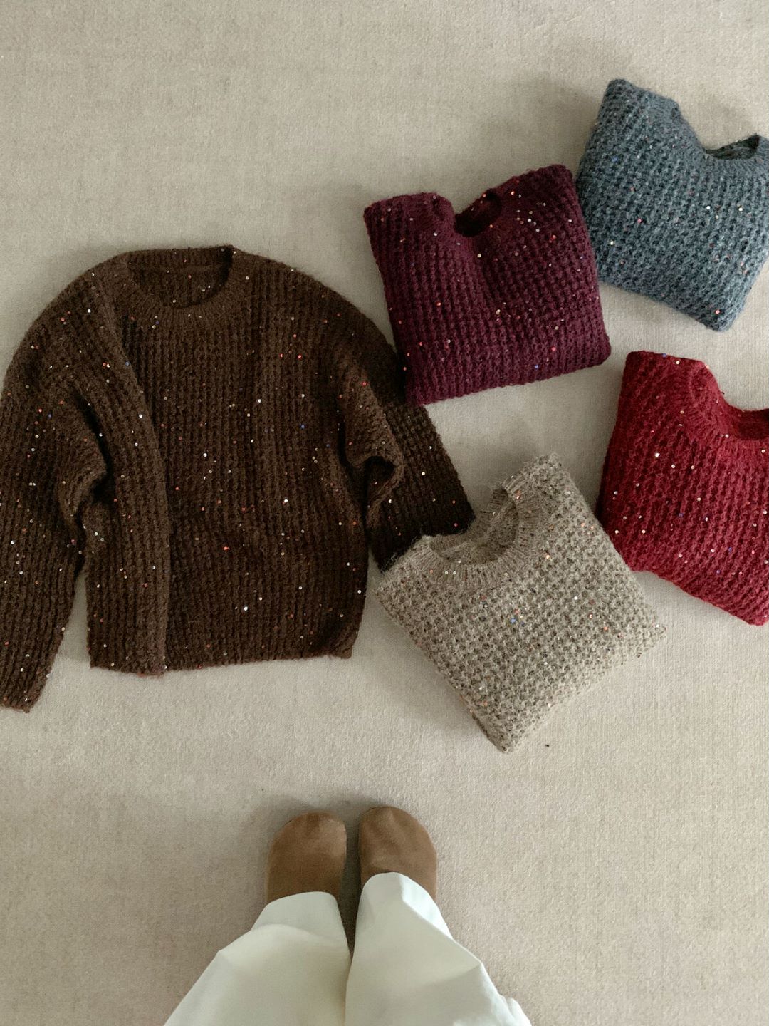 【素简.660122】秋冬新款套头七彩珠片特种纱宝藏上新针织衫