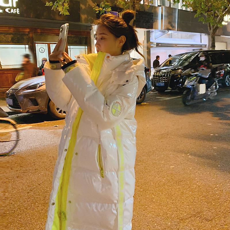 超好看免洗亮面白色羽绒服女冬季2023新款中长款东北极寒加厚外套