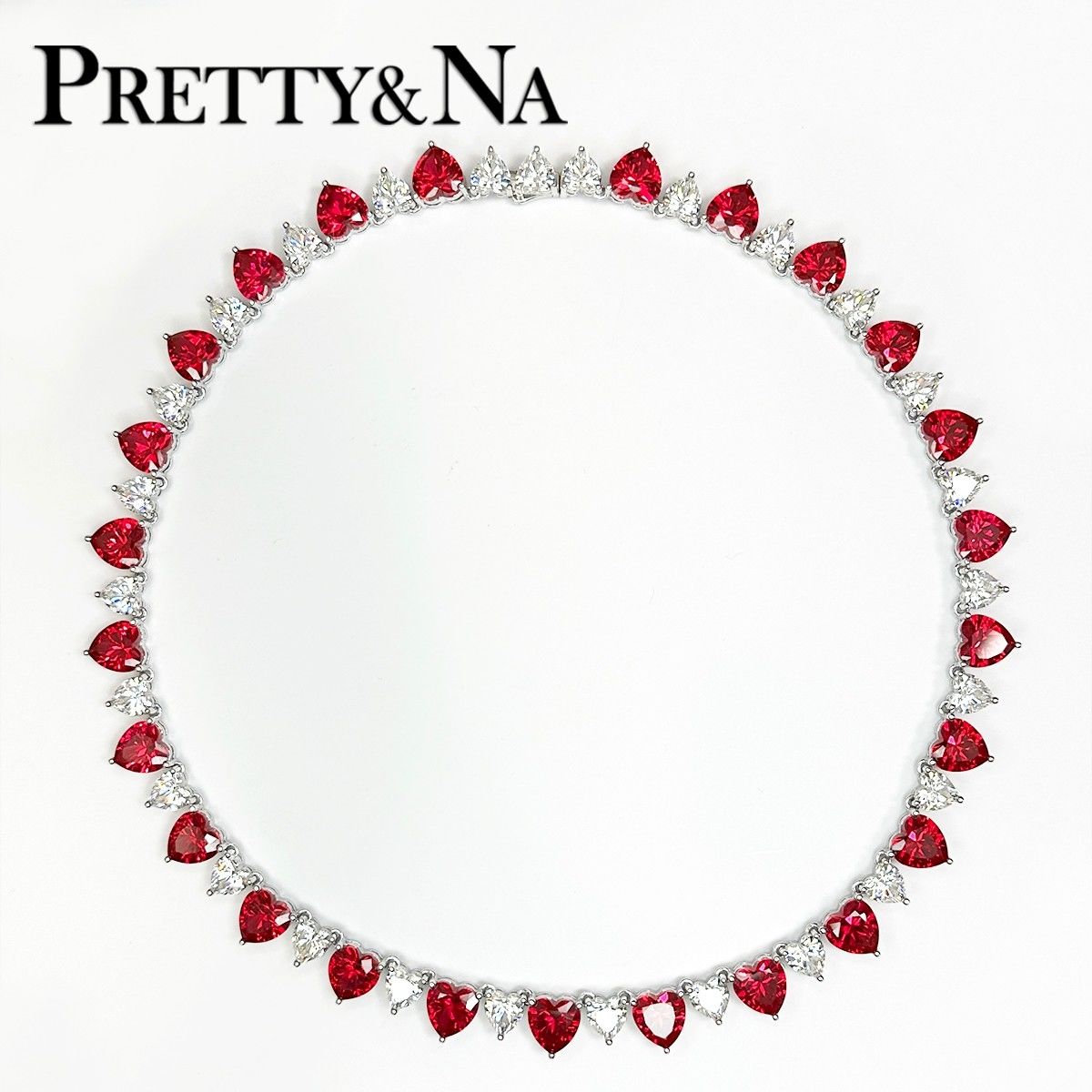 链子925银 项链新品轻奢满气质时尚百搭红色欧美镶嵌满钻奢华手工