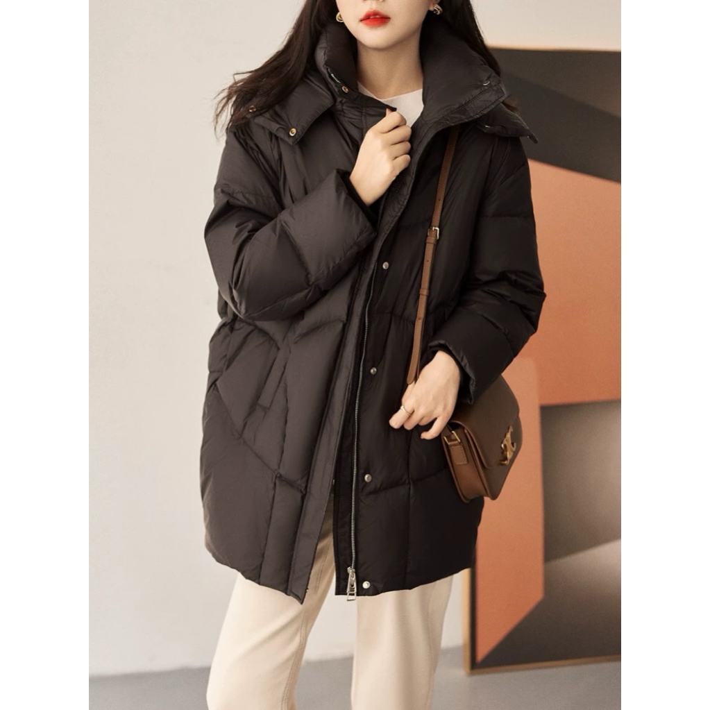 D338-黑色-设计师款-羽绒服白鸭绒休闲时尚百搭