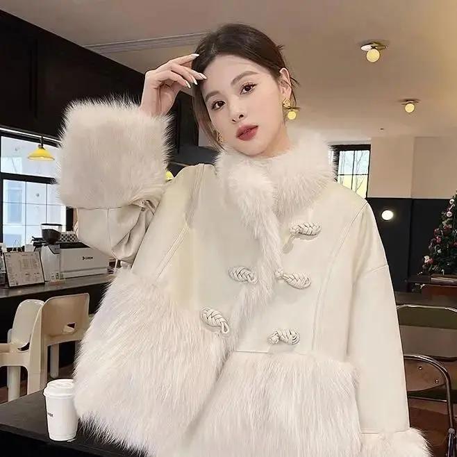 时尚2023季新中式羽绒服白鸭绒大衣外套中国风美拉德风