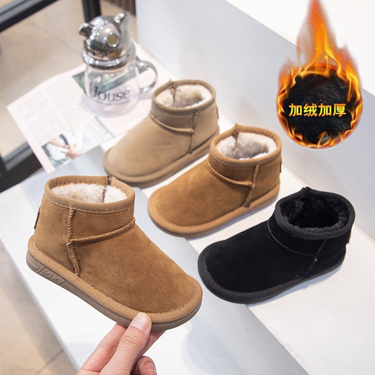 回力瑞童鞋儿童雪地靴女宝宝棉鞋2023年冬季加绒棉靴保暖男童短靴