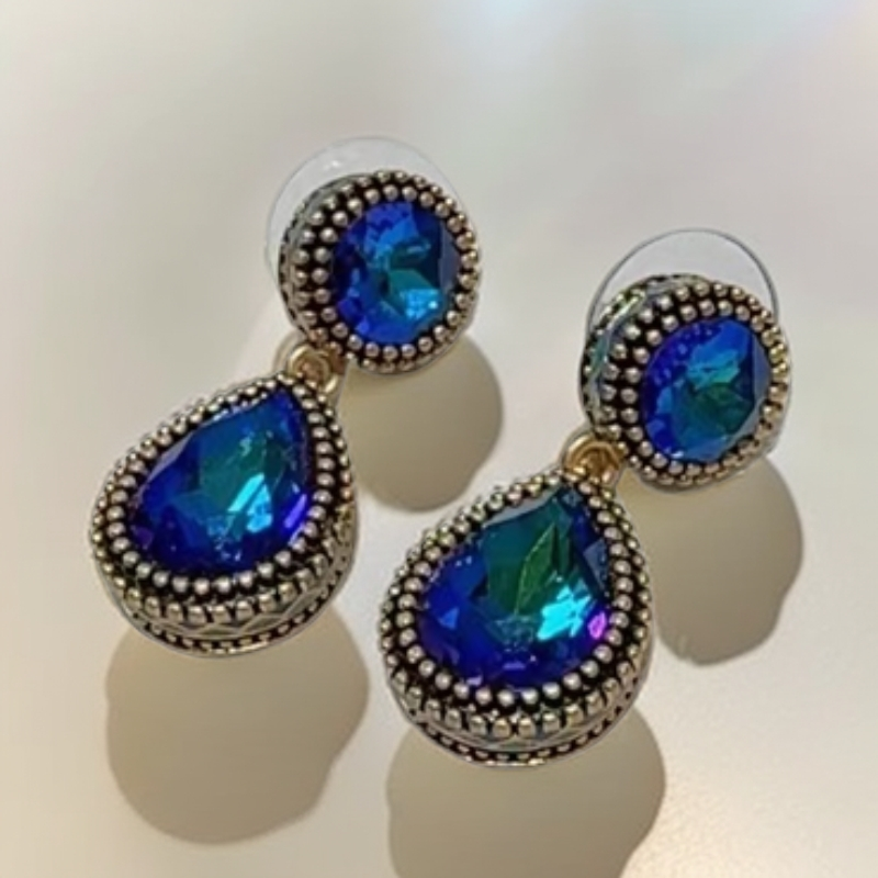 铜合金琉璃耳饰 新款复古琉璃简约气质款耳环