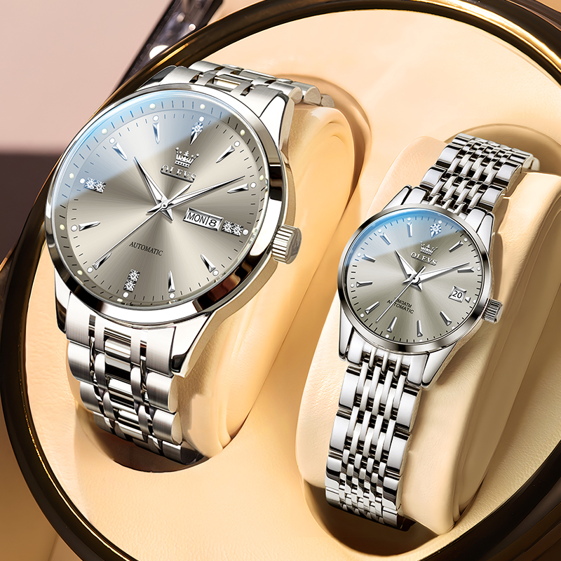 欧利时情侣一对手表经典大气全自动机械简约时尚防水夜光对表7046