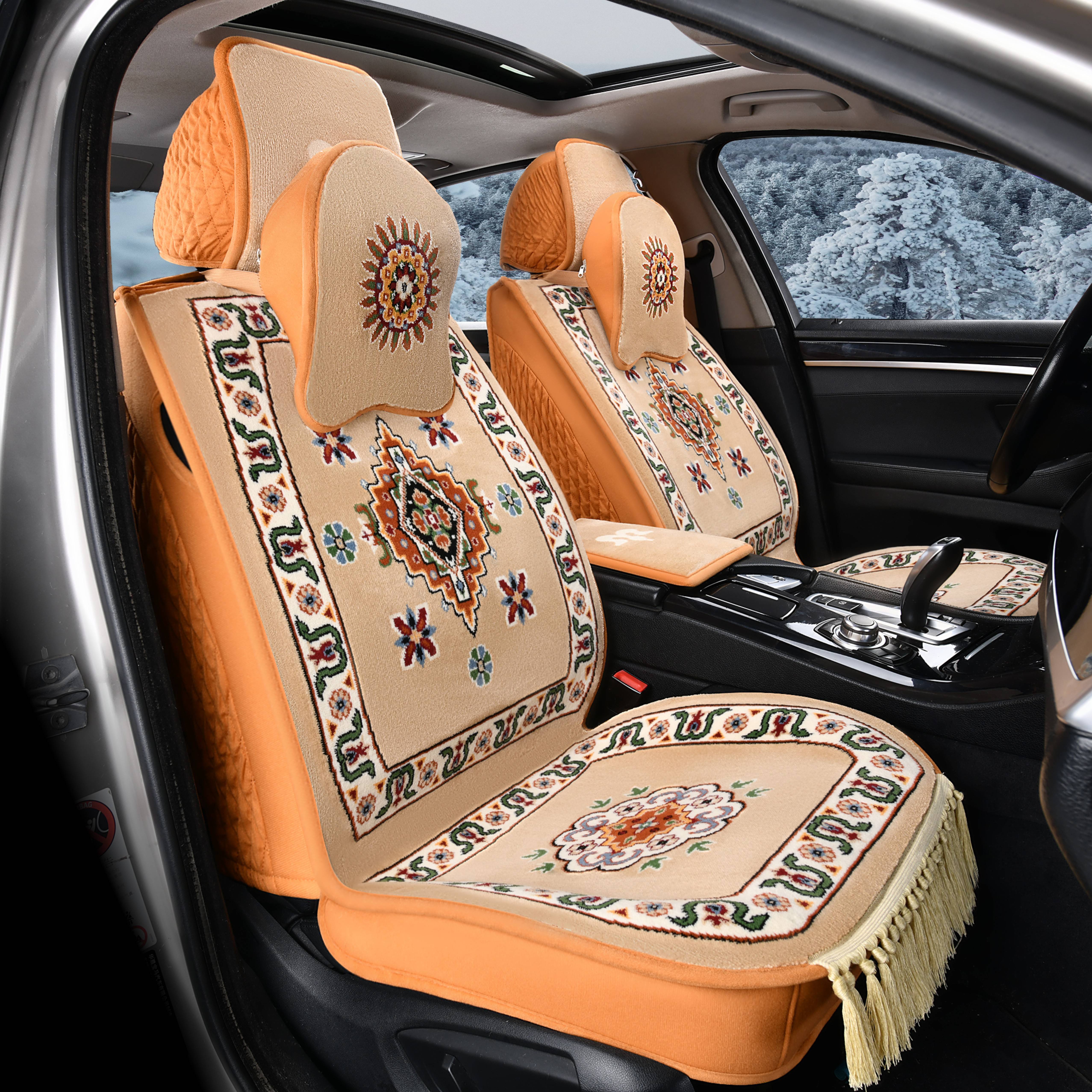 民族式加密加厚混纺羊毛汽车坐垫五座车通用款