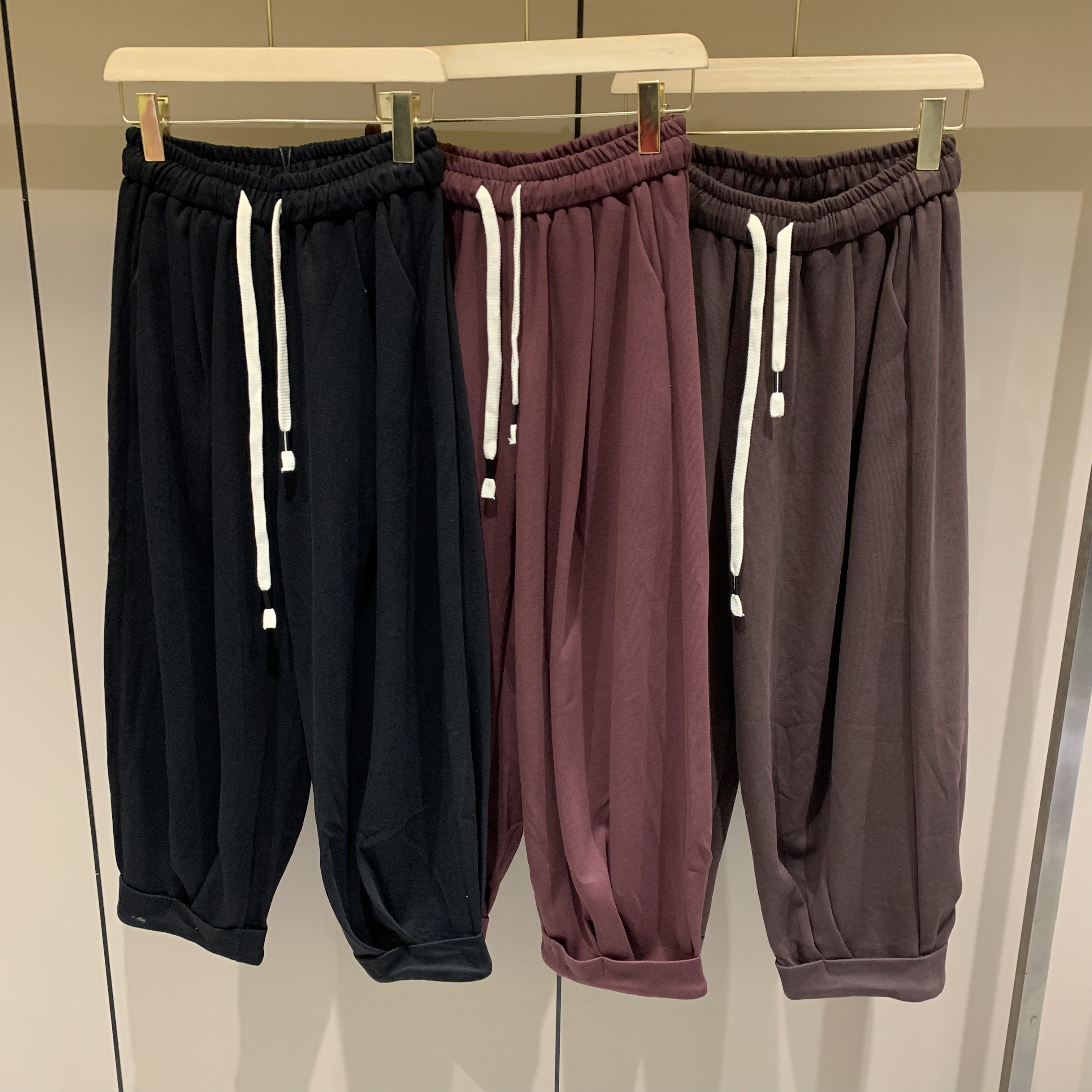 肆玖嘉2024秋季韩版休闲束脚显瘦宽松洋气收口松紧腰卫裤返潮复古