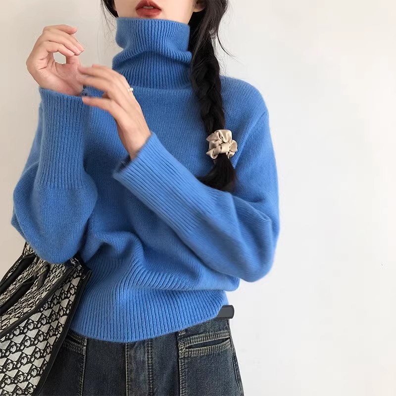 GUIDI FAME高领毛衣女秋冬季新款宽松高级感超好看针织衫短款上衣