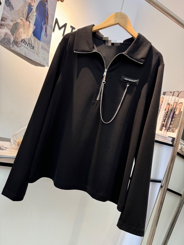 时尚女士链条打底衫正肩百搭显瘦2437