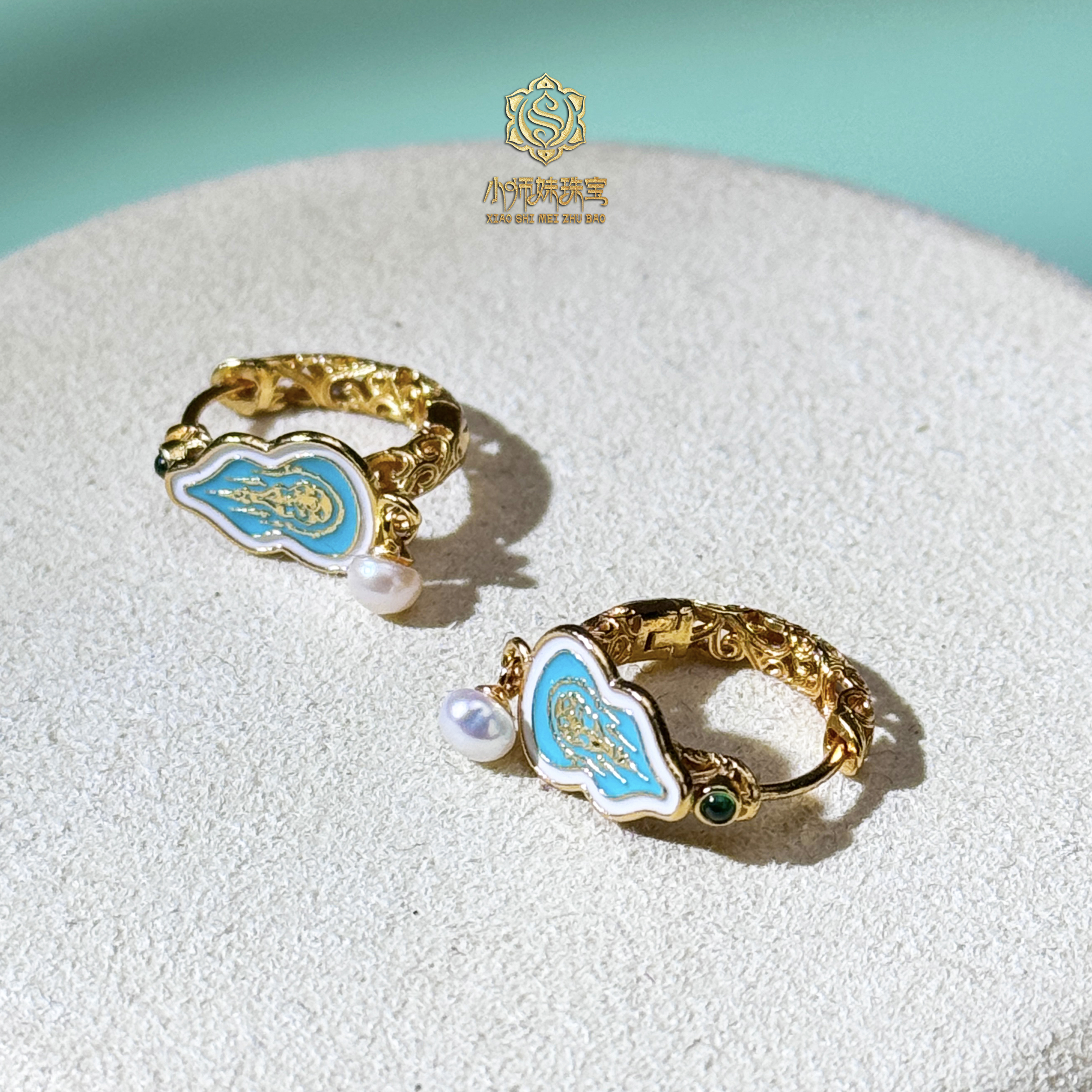 小师妹|珍珠银五条葫芦耳环