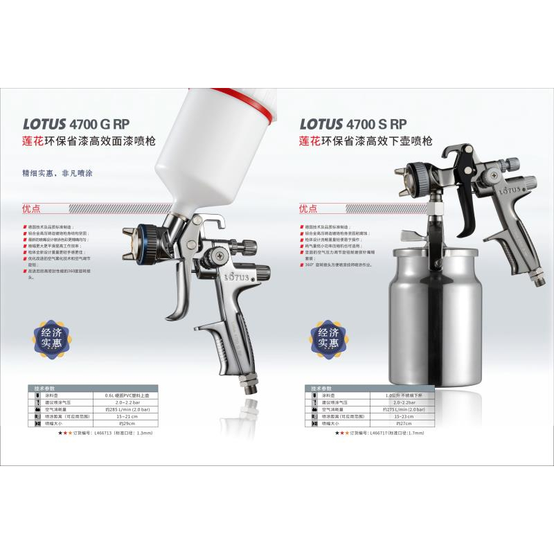 瓦而特面漆喷枪莲花4700瓦尔特莲花1500喷漆枪上壶下壶低压高雾化