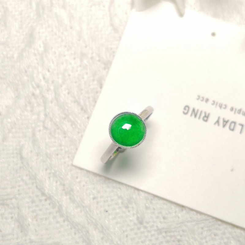 危料翡翠蛋面18K金镶嵌戒指A款