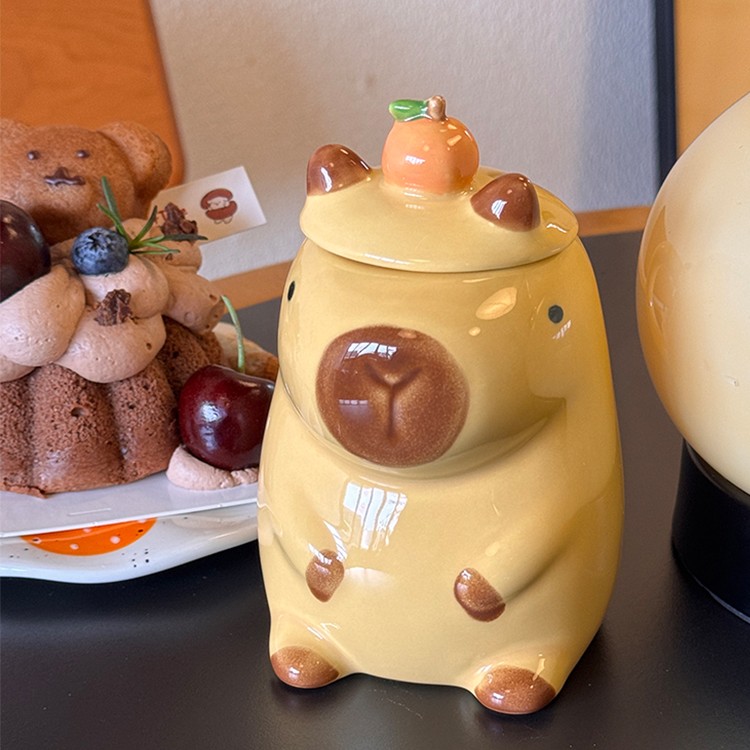 可爱卡皮巴拉马克杯带盖陶瓷女水杯丑萌搞怪杯子创意生日礼物学生