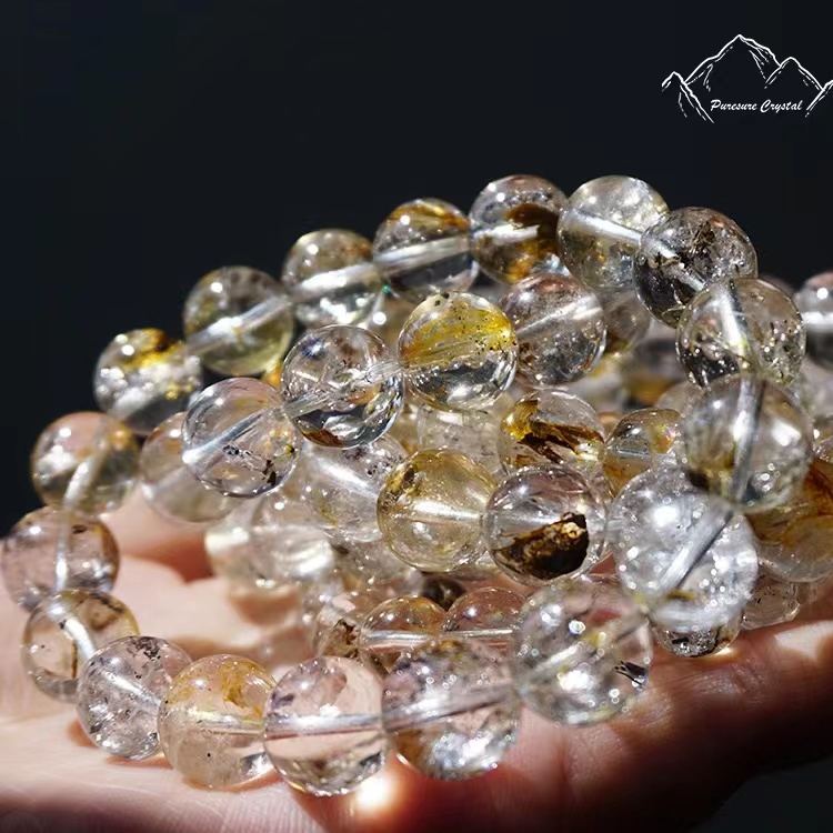 天然水晶油胆闪灵钻手链稀有骸骨手串彩色意境料多样性发一