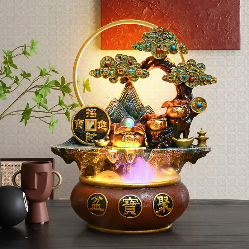 假山循环流水喷泉招财景观装饰品客厅电视柜茶室桌面送礼创意摆件