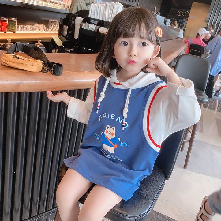 【翔吴】连衣裙秋装新款韩版女宝宝卫衣裙中长款女童卡通长袖裙子