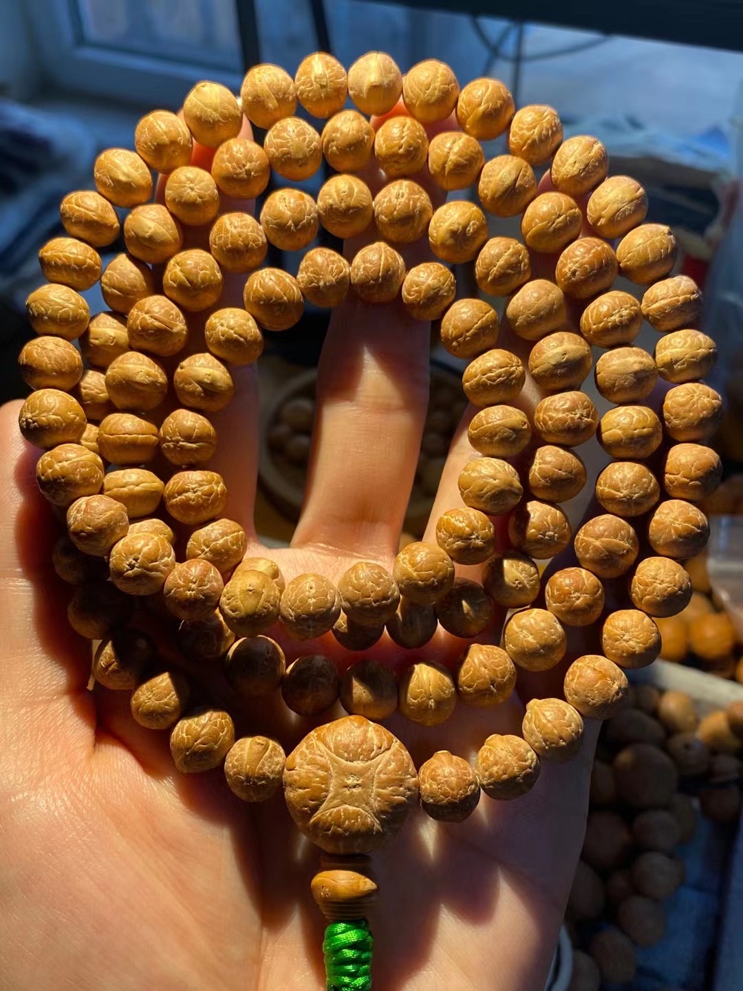 【孤品收藏级9.5mm尼泊尔实心红皮小凤眼念珠】规整大眼极致正圆