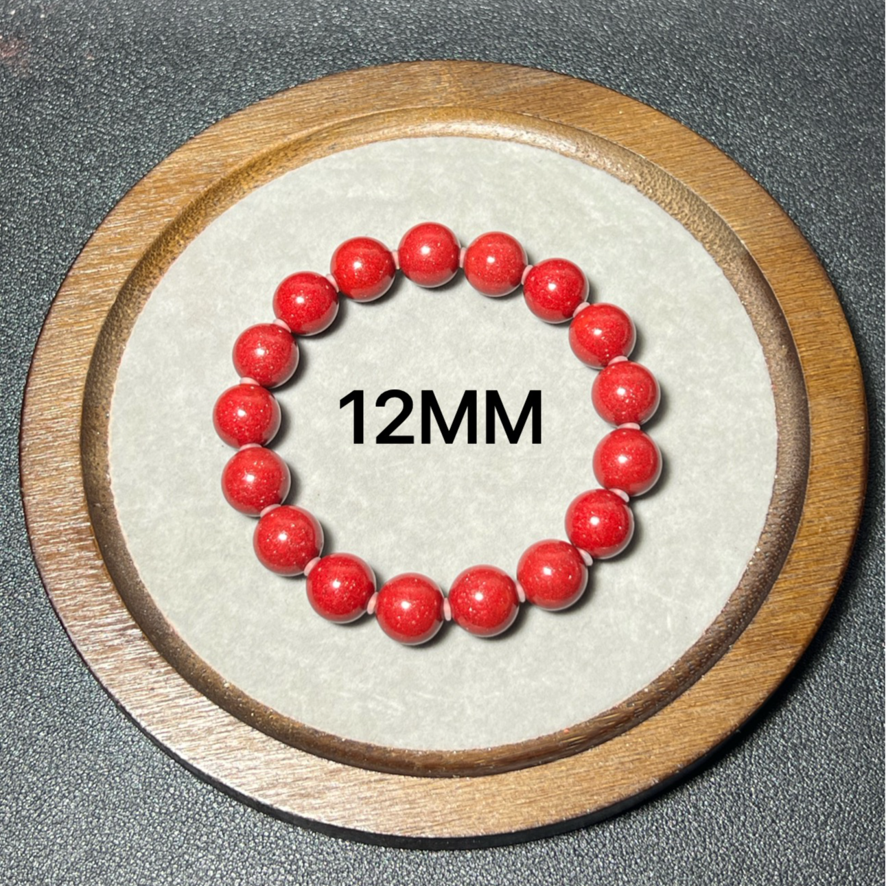 含辰砂工艺品12MMSSS级红晶砂素圈手串（透大光圈）