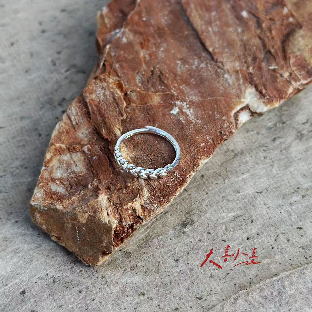 925银戒指 【简约麦穗】开口戒指复古民族风个性简约时尚百搭