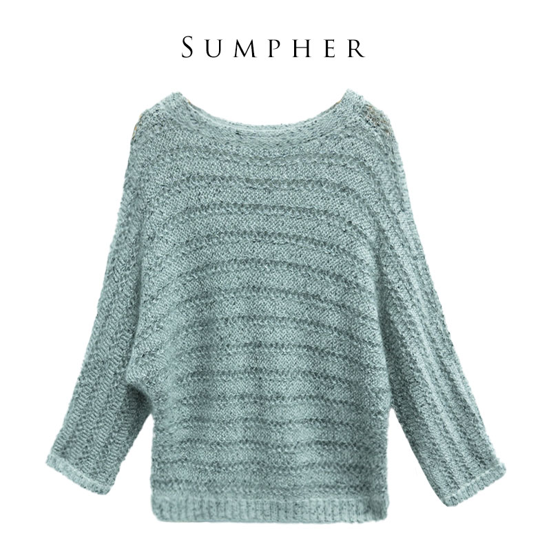 丽某莫精选女装新款洋气通勤气质百搭款浅灰针织衫-1220