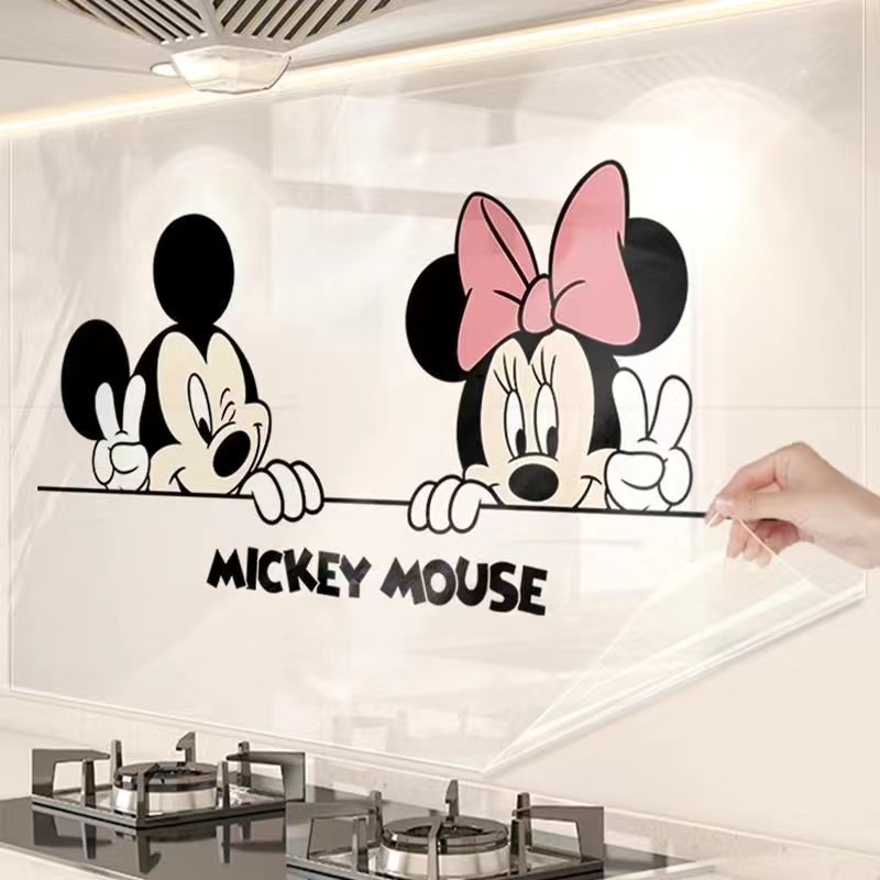 米奇寓意透明厨房油烟贴家用灶台墙面自粘瓷砖保护墙贴纸防水贴膜