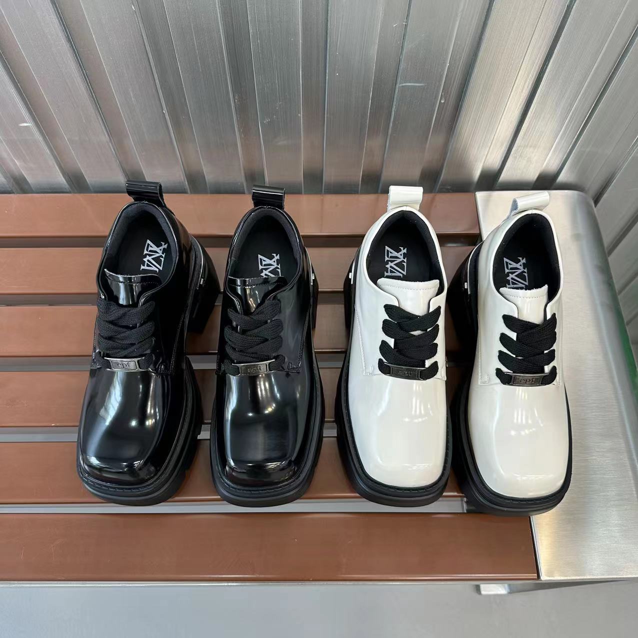 增高8CM2023秋季新款时尚休闲厚底增高英伦风百搭女乐福鞋9213-3