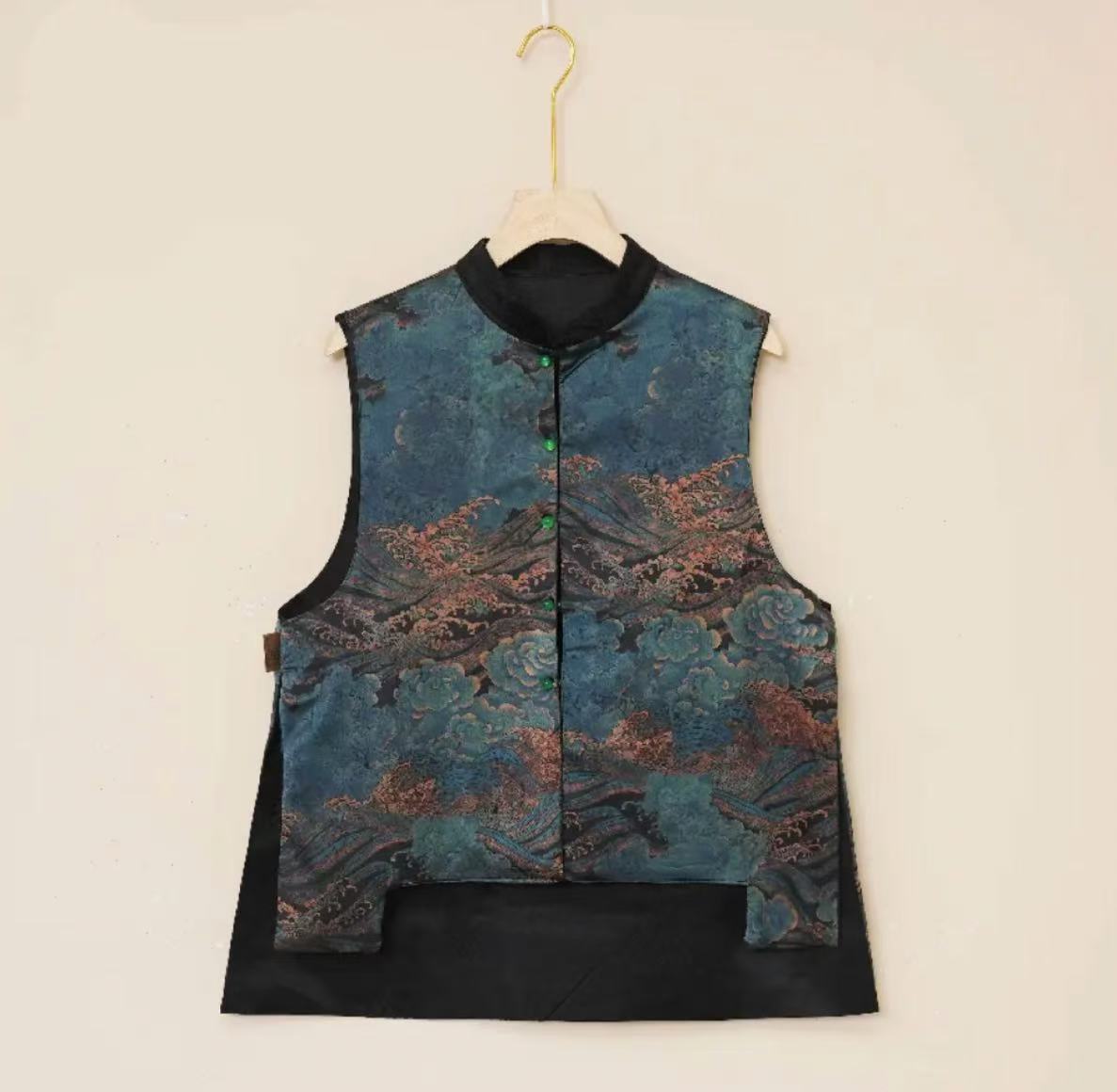 【碧海蓝图】中式复古双面穿提花刺绣国风马甲