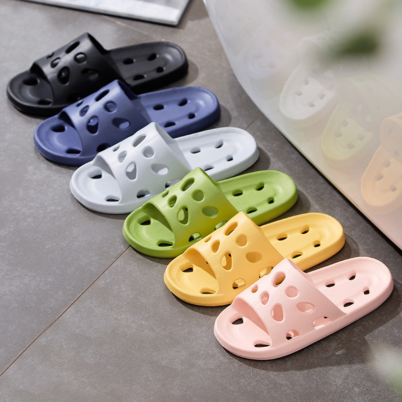 情侣夏季透气软底厚底速干居家漏水镂空一字拖洗澡浴室凉拖鞋