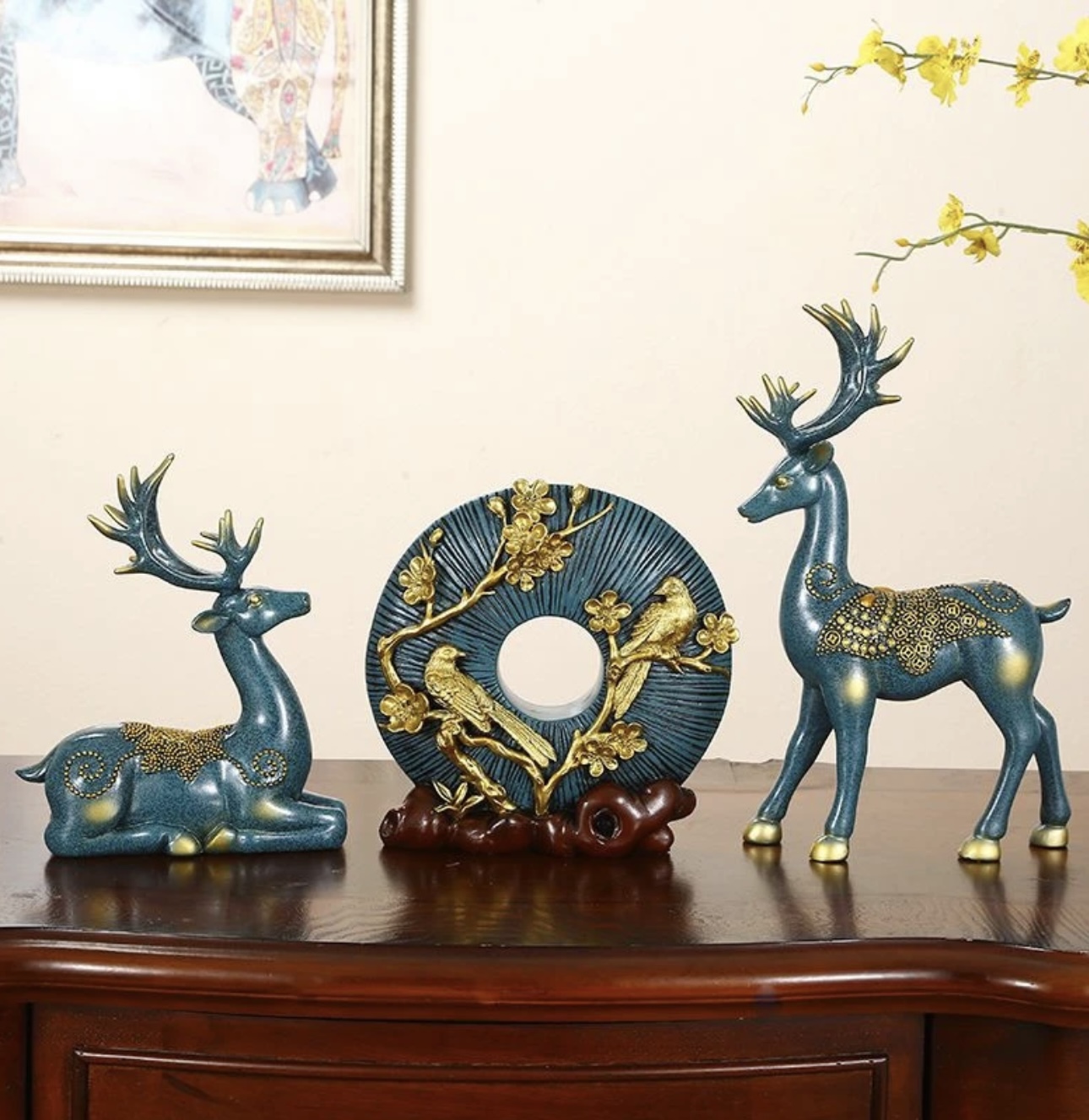 小鹿摆件陶瓷中国风