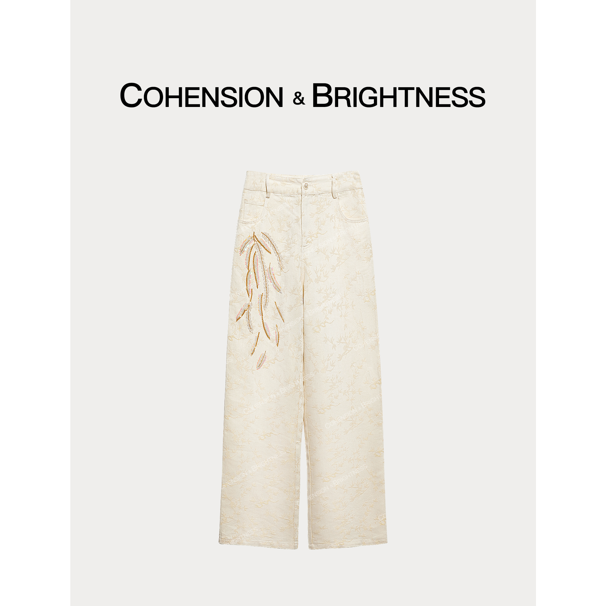 凝慧真的好【利落新姿】钉珠时尚刺绣高腰宽松牛仔裤KP066