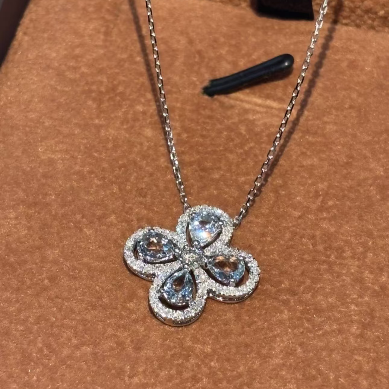 【MIYA珠宝】PT950  海蓝宝四叶草套链