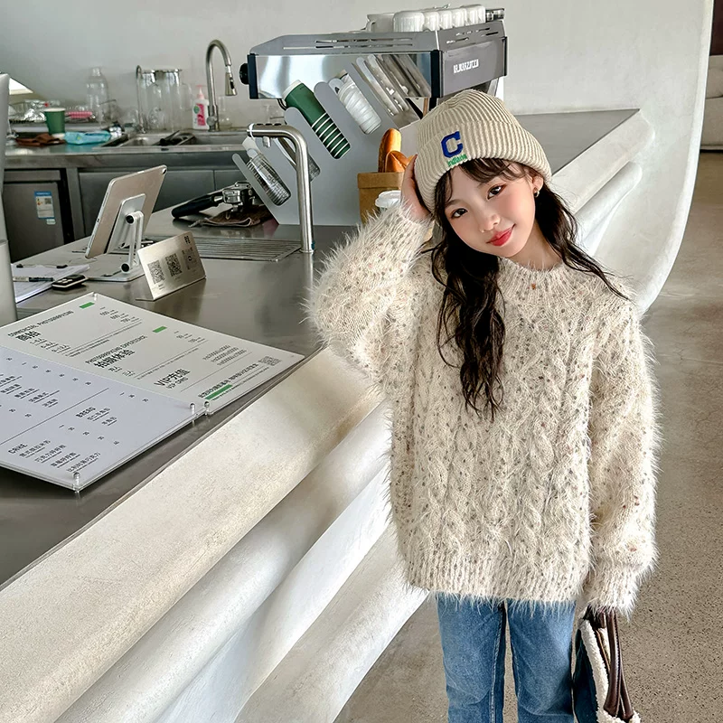 大麦佳毛衣(92.9-99.9)加绒宽松洋气韩版加厚宝宝套头圆领儿童