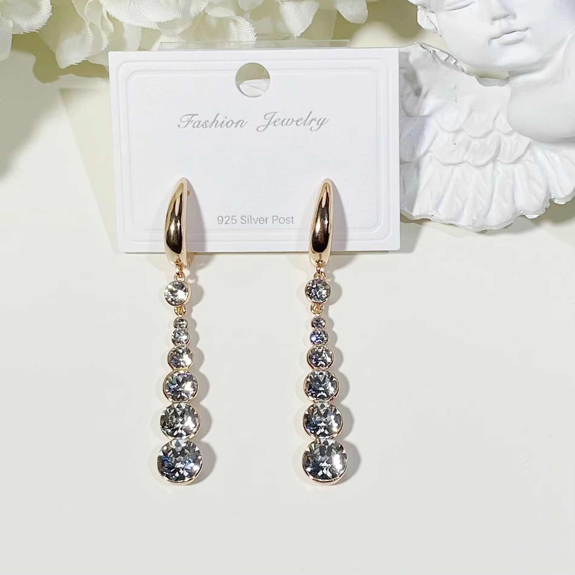 铜合金仿水晶耳饰 EH1024【施华洛】简约白钻《金》耳钉