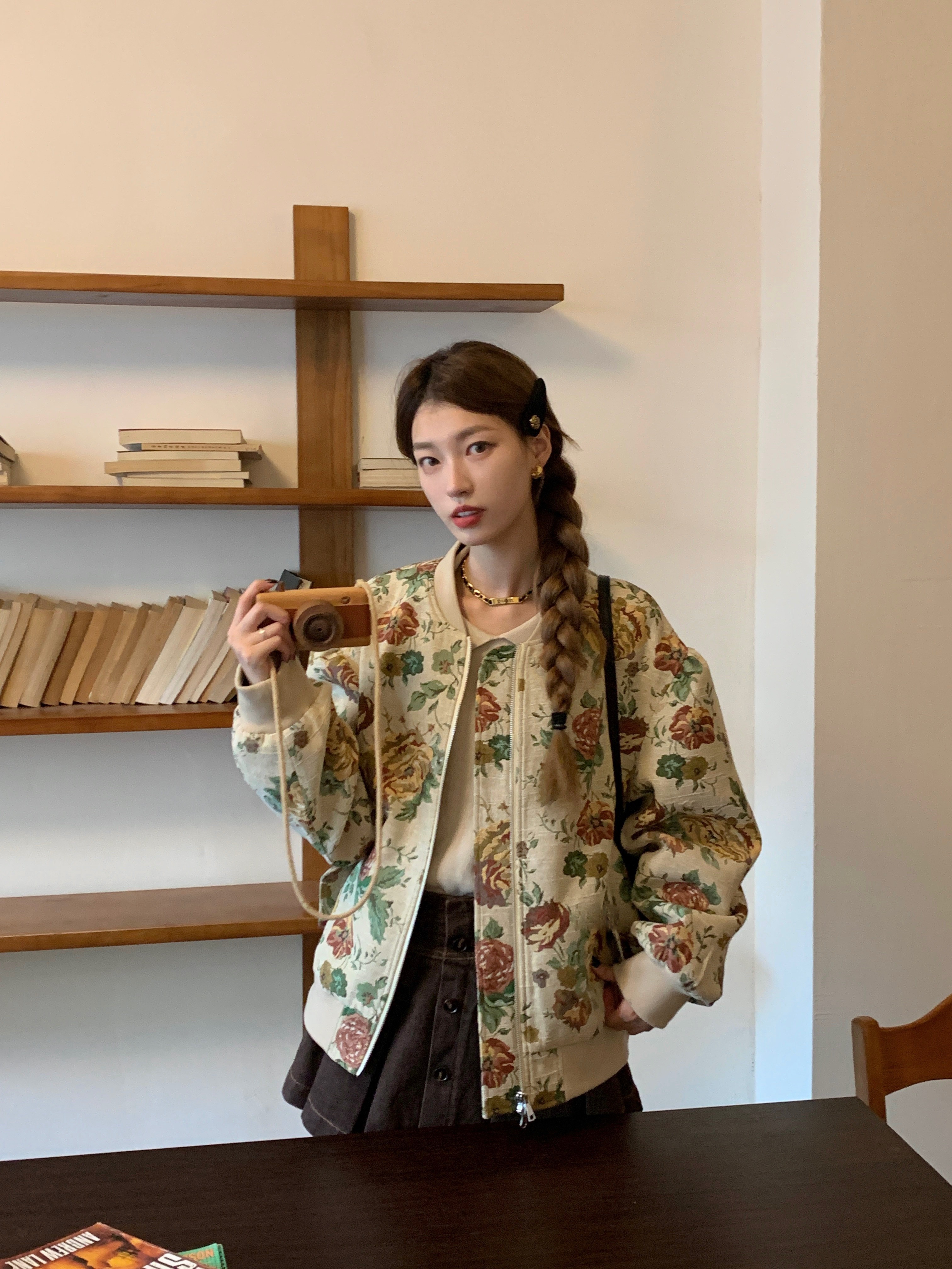 SourceWithU 10.10 旷野蔷薇 定制面料色织复古棒球服外套