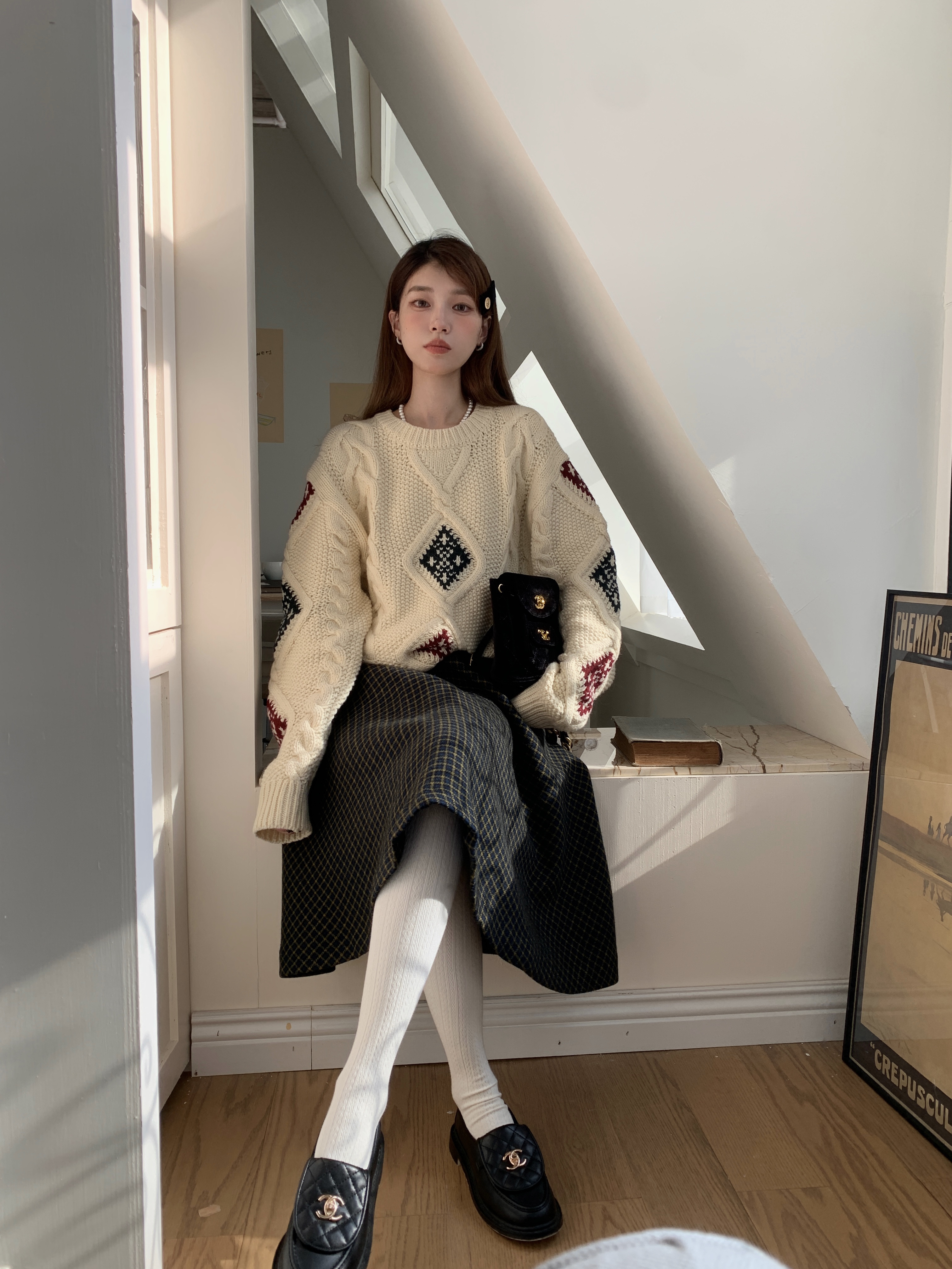 SourceWithU 10.31 糖霜姜饼 节日氛围重工填色麻花毛衣