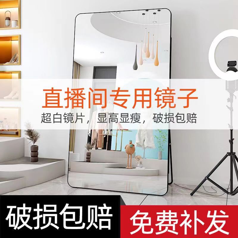 直播专用全身穿衣镜试衣镜服装店显瘦显高落地镜全身镜立式简简约