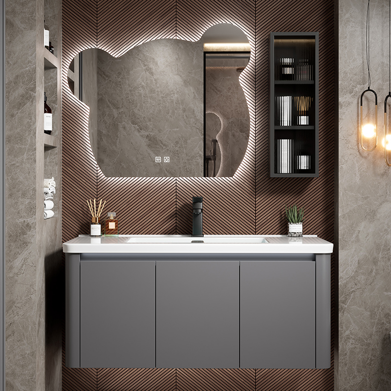 太空铝浴室柜组合弧形圆角洗手洗脸盆阳台陶瓷一体洗漱台池卫生间