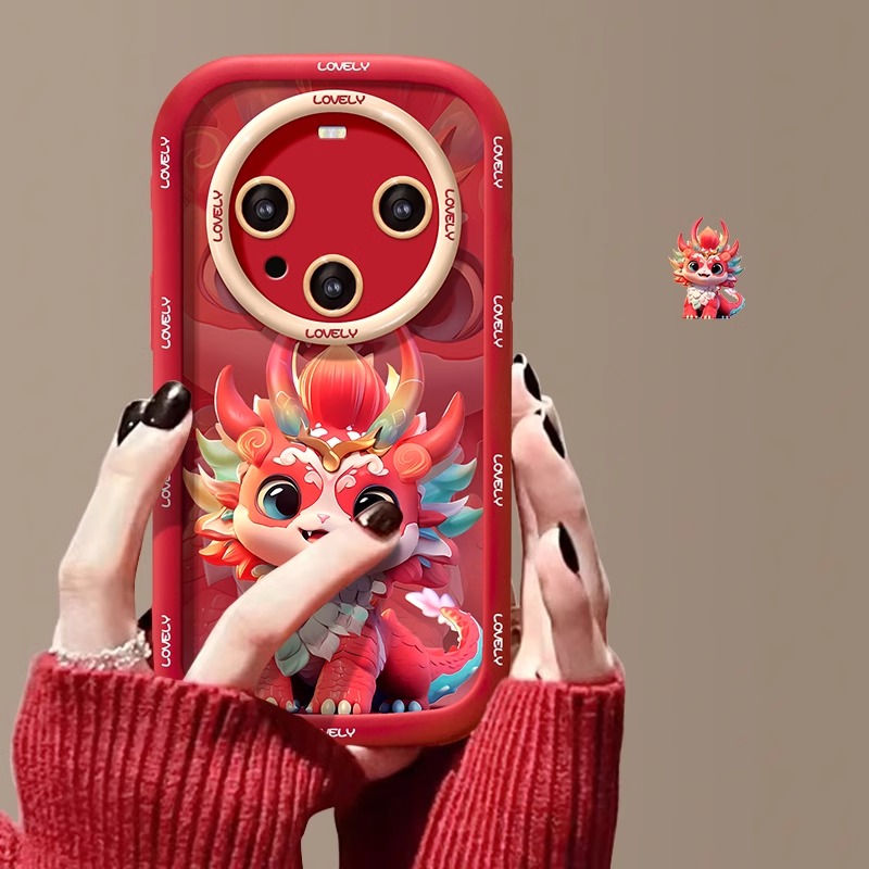 华为mate60pro手机壳新年女款可爱小龙mate50中国风创意40e红色潮