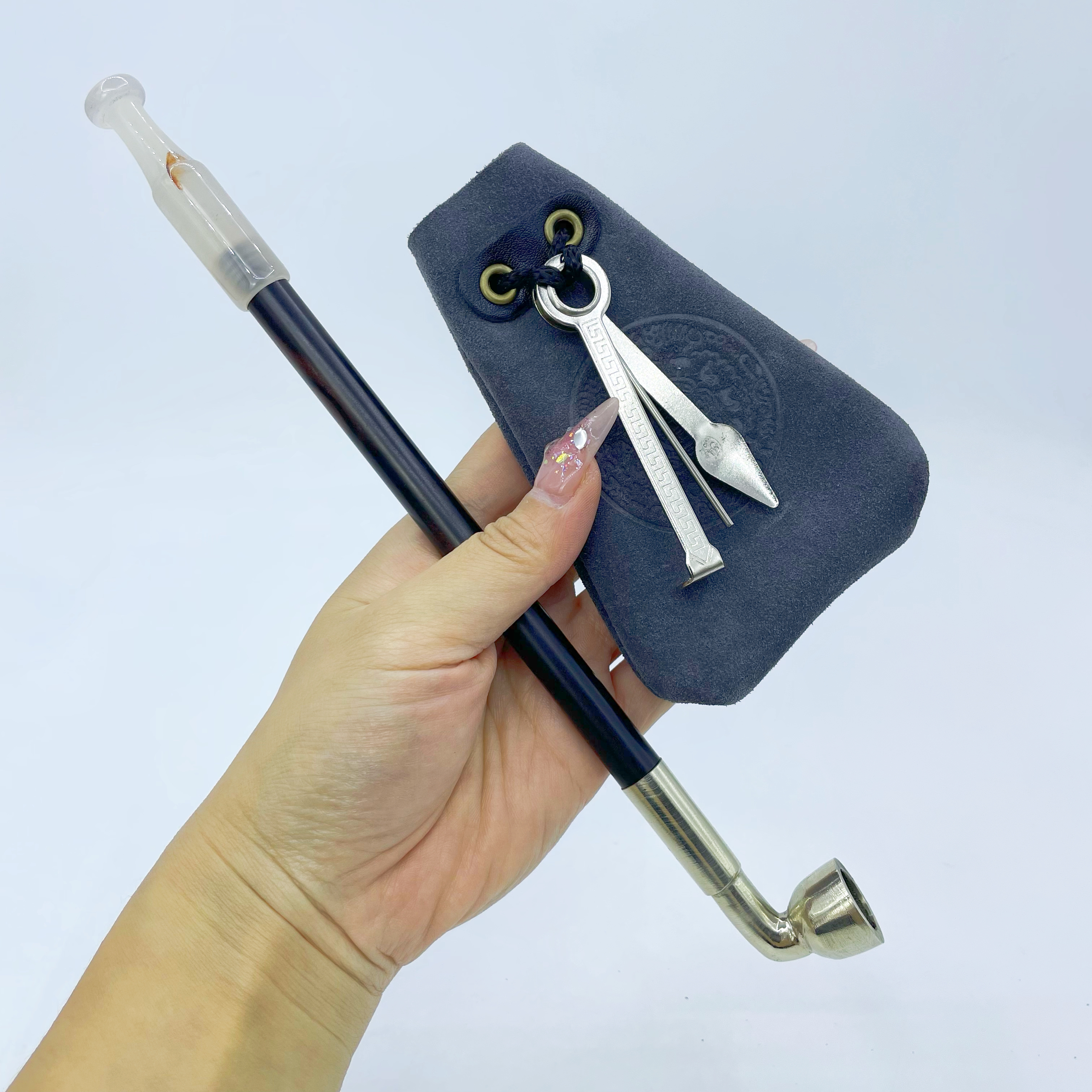 纯手工老式旱烟袋 送灰色牛皮包