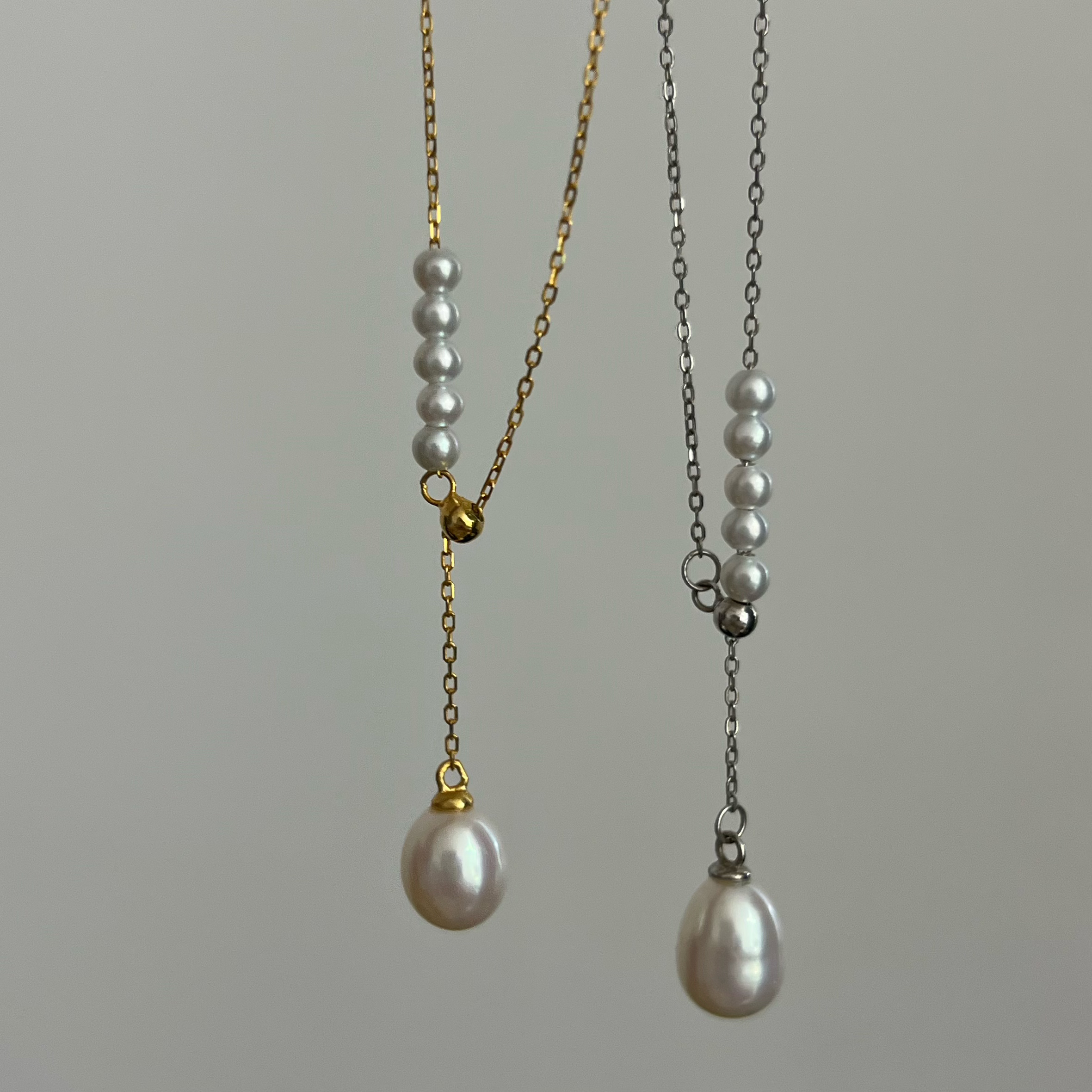 纯天然淡水真珍珠白色人鱼泪锁骨链s925银镶嵌链简约时尚珍珠项链