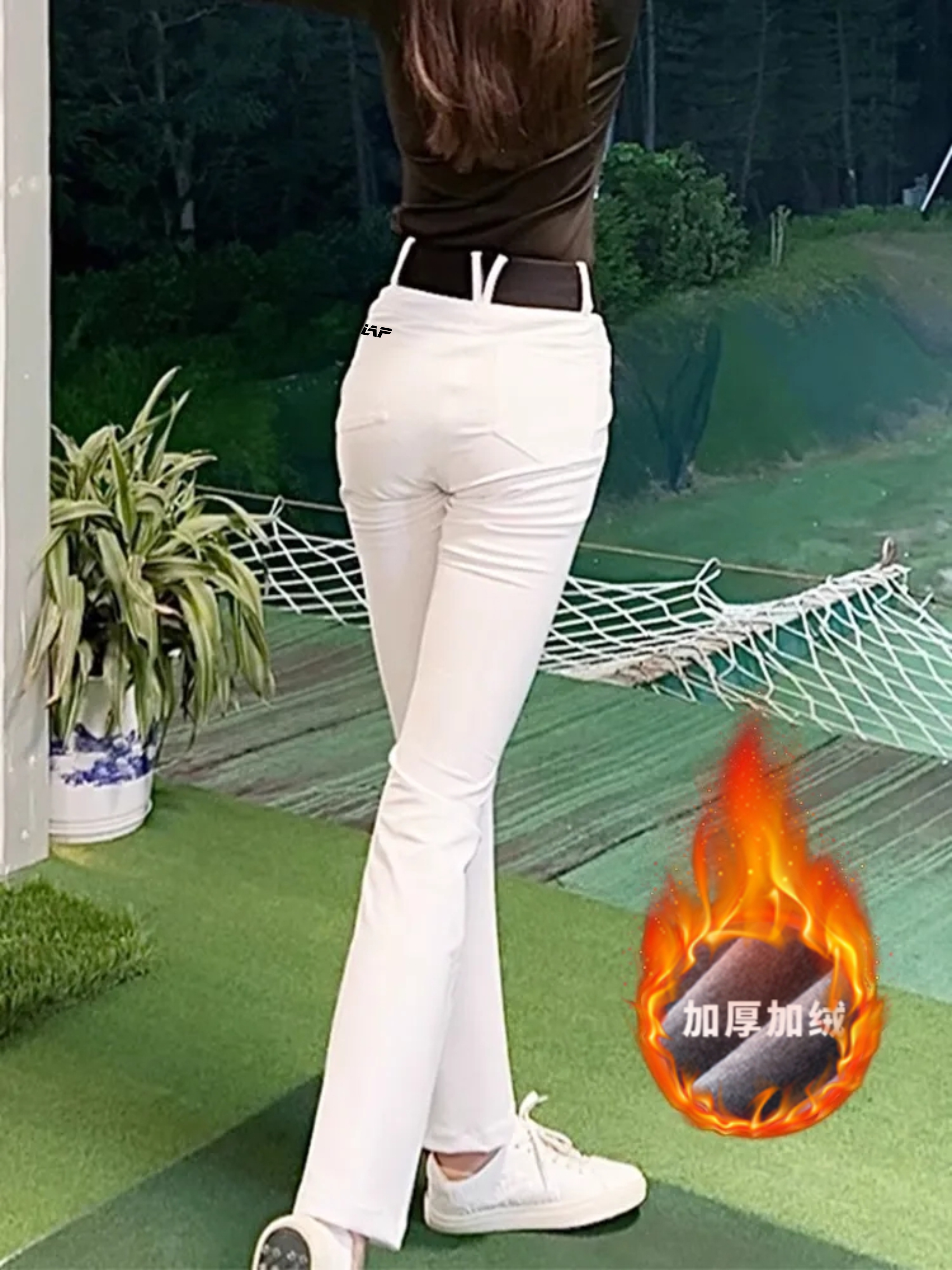 高尔夫秋冬长裤女款高腰修身显瘦女士球裤加厚加绒运动微喇叭裤子