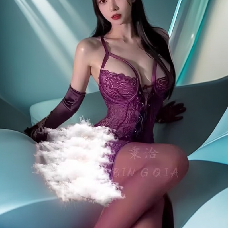 紫色情侣内衣纯欲性感蕾丝袜连体衣吊袜带马甲绑带睡衣女套装丝袜