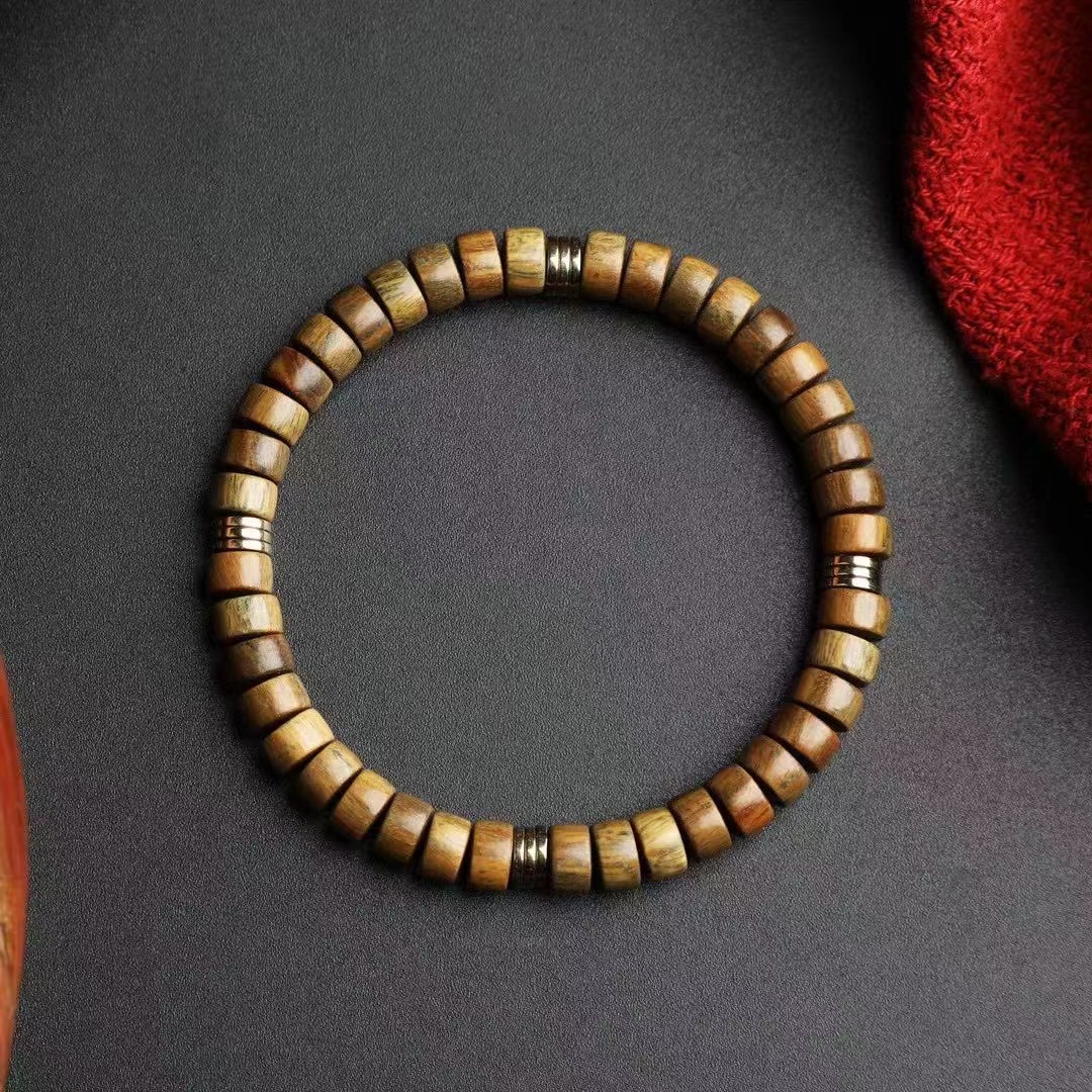 青梅煮酒|绿檀直切手串百搭素圈手串可搭配任何材质手串-不配证书